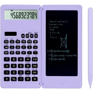 Scientific Calculators for high-School, 10 Digits Digital with Erasable Writing Board Math Calculator for Middle School & College (Purple)